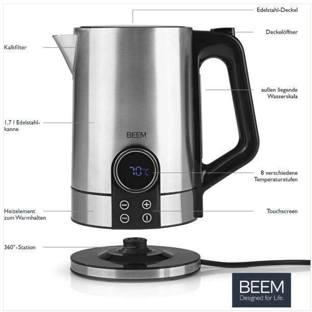 Bollitori: Beem Wasserkocher, Edelstahl, 1.7L, mit Touch-Display – Usato da Biel-Benken BL venduto da teakesj 7