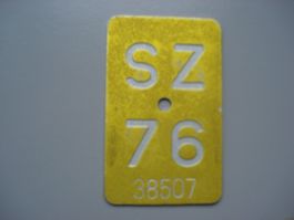 SZ 76 Schild, gelb, Original - Rarität für Sammler!