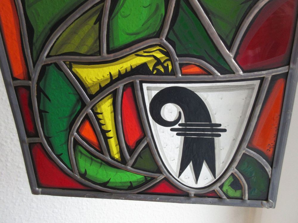 Wappenscheibe mit Basler Basilisk und Baselstab (Gebraucht) in ...