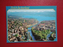 Zürich Flugaufnahme mit Hotel Zürich Limmat See Alpen