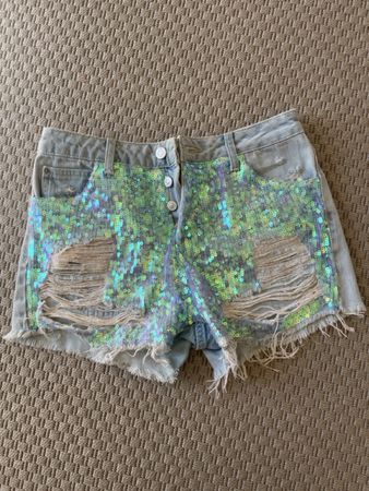 Jeans Shorts, Pailletten Grösse 34/36