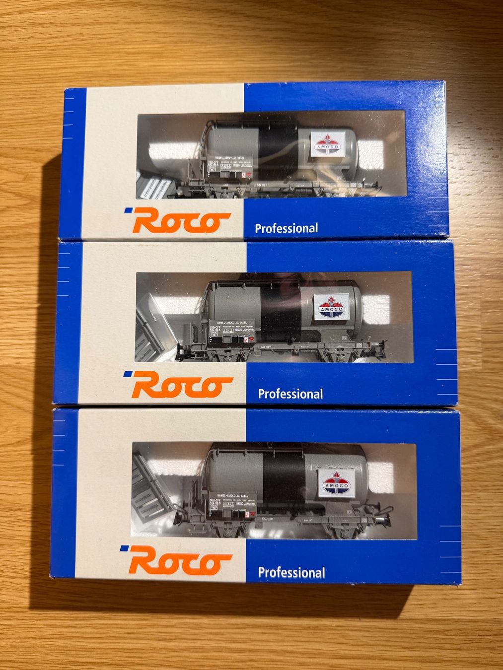 Roco Modelleisenbahnen: 3 wagons citerne Roco Amoco HO – Neu und originalverpackt aus Morrens VD von YannD02
