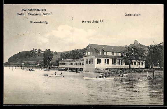 Cartoline postali: Mannenbach, Hotel-Pension Schiff, Arenab – Usato da Berlin venduto da bartko-reher