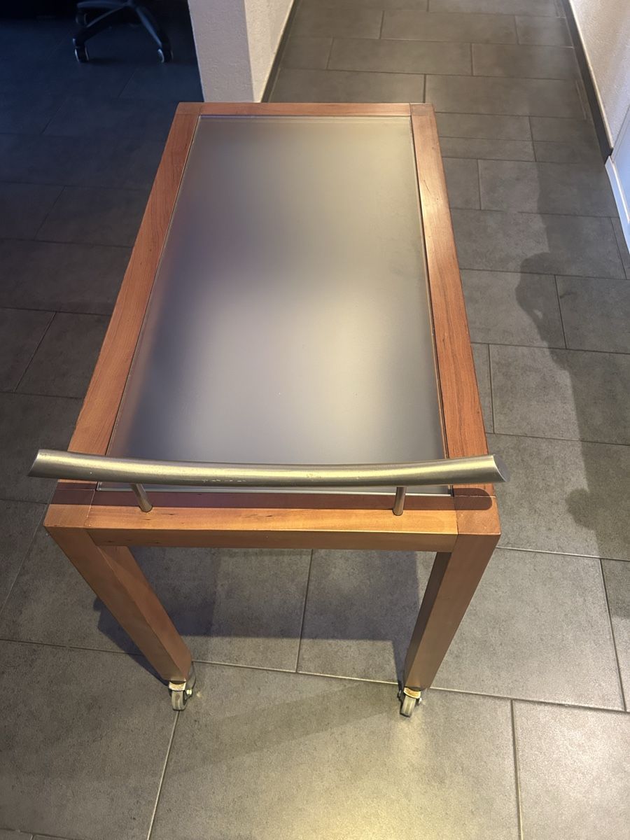 Cucine complete: Retro Servierwagen mit Glasplatte Chromgrif,Räder – Usato da Mühledorf SO venduto da Dania77 3
