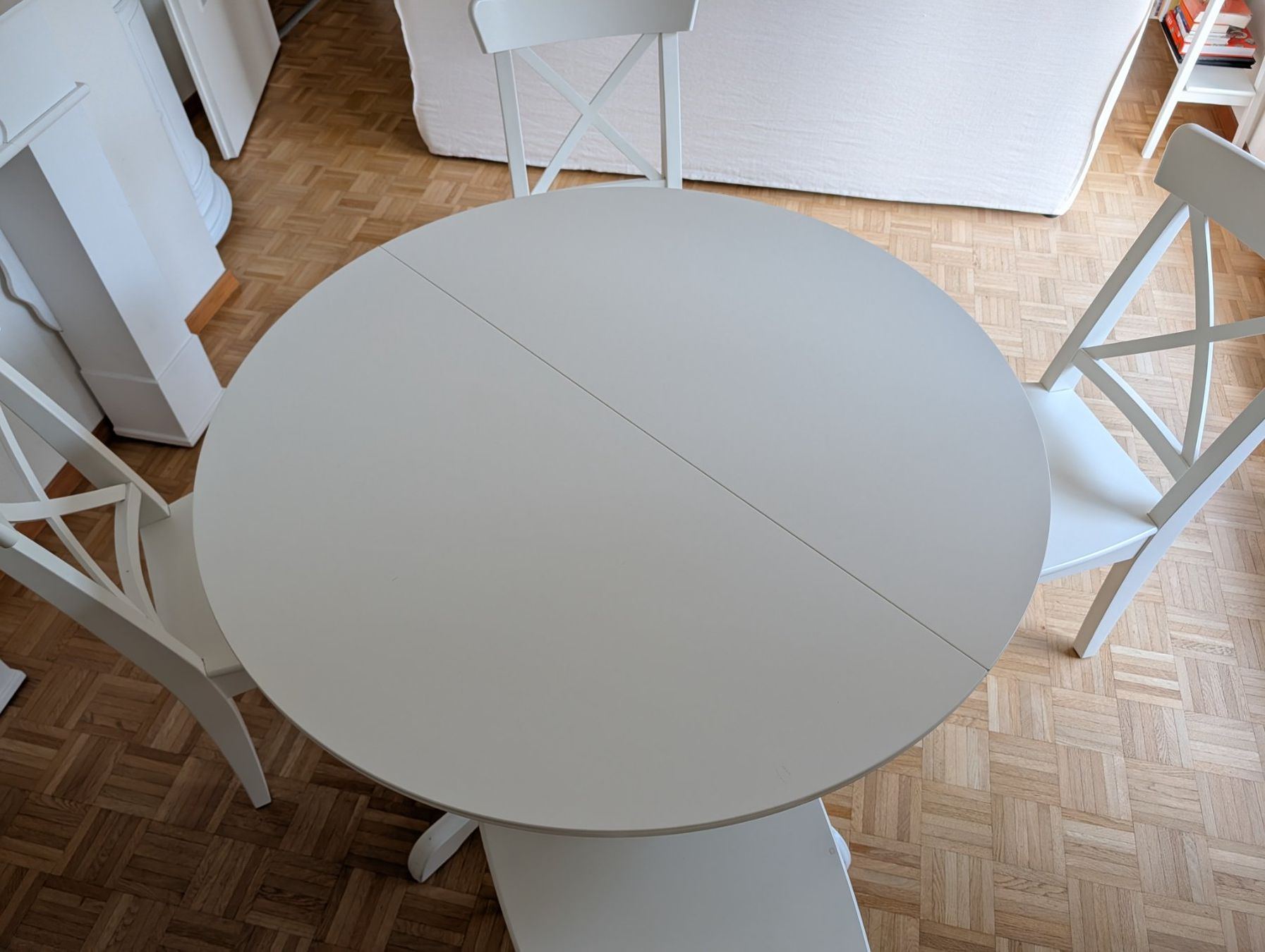 Ikea Tavoli: Table ronde extensible + 4 chaises IKEA INGATORP - blanc - – Usato da Genève venduto da mpi_yf9g 3