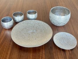 6-teiliges Deko-Set, silberfarben, Vintage Stil