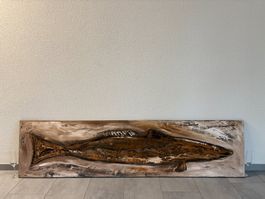 200x50/ handgemaltes Öl Gemälde Fisch Relief