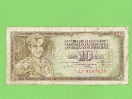 10 Dinar Banknote Jugoslawien, Sammlerstück!