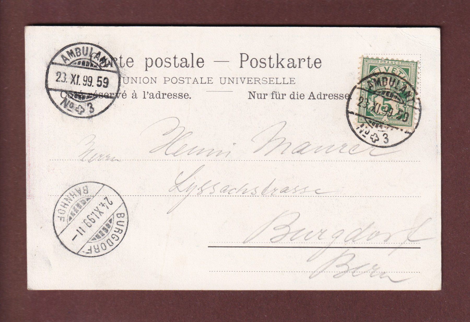 Cartoline postali: BASEL - 1899 – Usato da Pully venduto da nicecards 1
