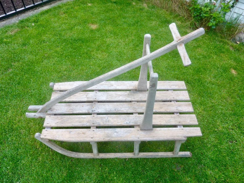 alter antiker Holz Schlitten Vintage Deko Garten Kaufen auf Ricardo