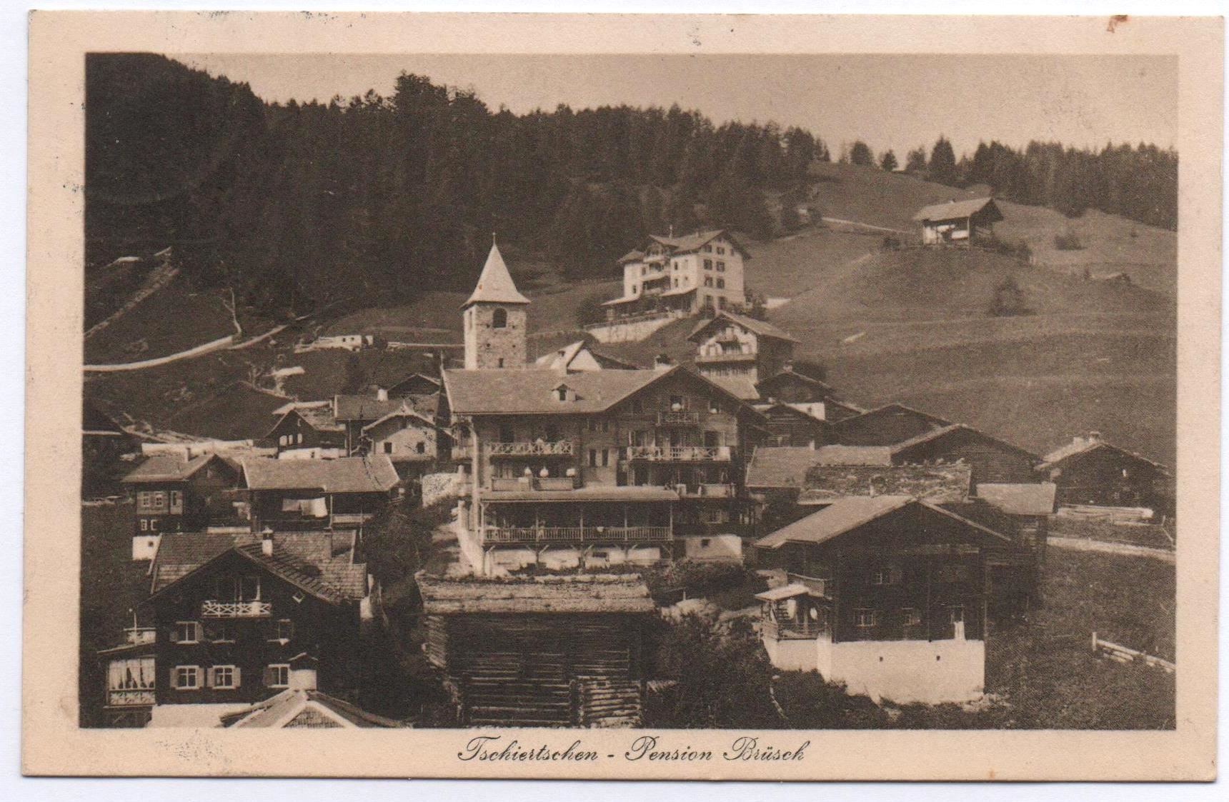 Cartoline postali: TSCHIERTSCHEN Pension Brüsch – Usato da Jona venduto da philajona