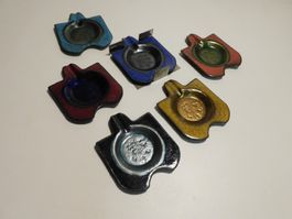 Design 60/70er jahre Email Ascher Set kleine Aschenbecher 6