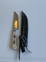Jagdmesser mit Lederscheide und gravierter Klinge (2S1)