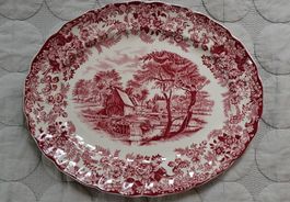 ​Vintage Servierplatte Johnson Bros "Millstream" rot / rosa 