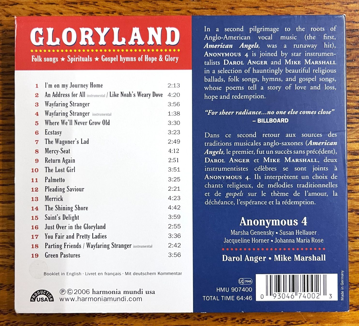 CDs: GLORYLAND - Anonymous 4 - CD – Gebraucht aus Oftringen von Vucki 1