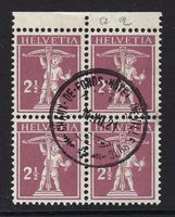 1918 Tellknabe 2 1/2Rp. 4er-Block ⊞ gestempelt ʘ ZNr. 136