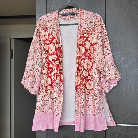 🐸 ZARA KIMONO JACKE M SCHÖN GEMUSTERT 100% BAUMWOLLE