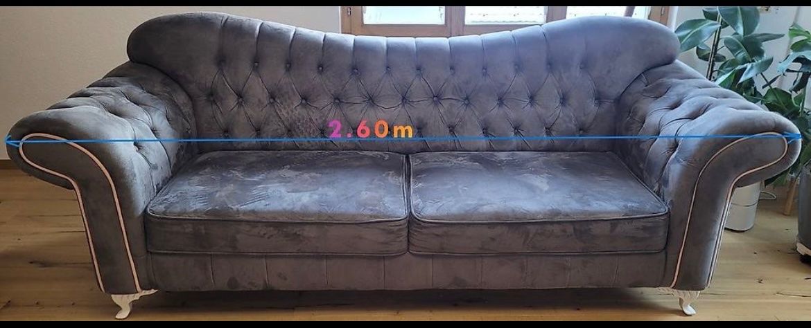 Divani: 1x Chesterfieldstyl Sofa grau – Usato da Chur venduto da GIANSILVES76