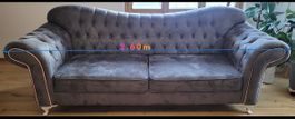 1x Chesterfieldstyl Sofa grau