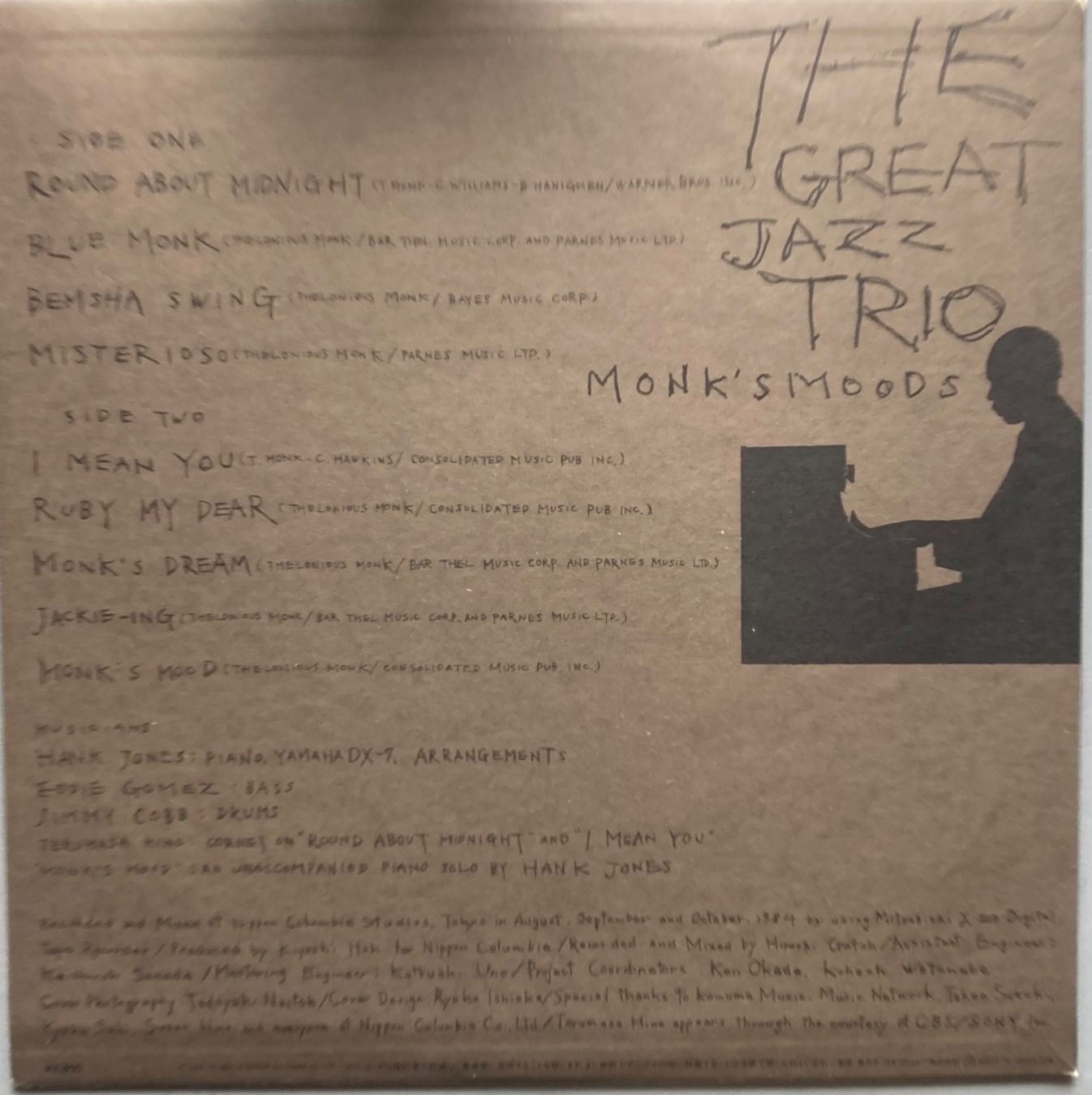 Schallplatten: THE GREAT JAZZ TRIO - MONK'S MOODS – Gebraucht aus Poliez-Pittet von Newtown-Records 1