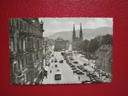 Baden-Baden Augustaplatz stark belebt Stadtbus s/w Karte