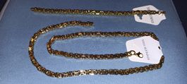 Goldfarbenes Edelstahl-Kettenset (Halskette und Armband)