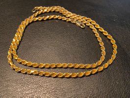 Collier Chaine en Argent S925 Plaqué Or 3.5mm 55cm Corde