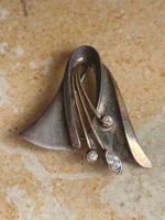 Silber Brosche mit Steinchen, Vintage (80ies?)