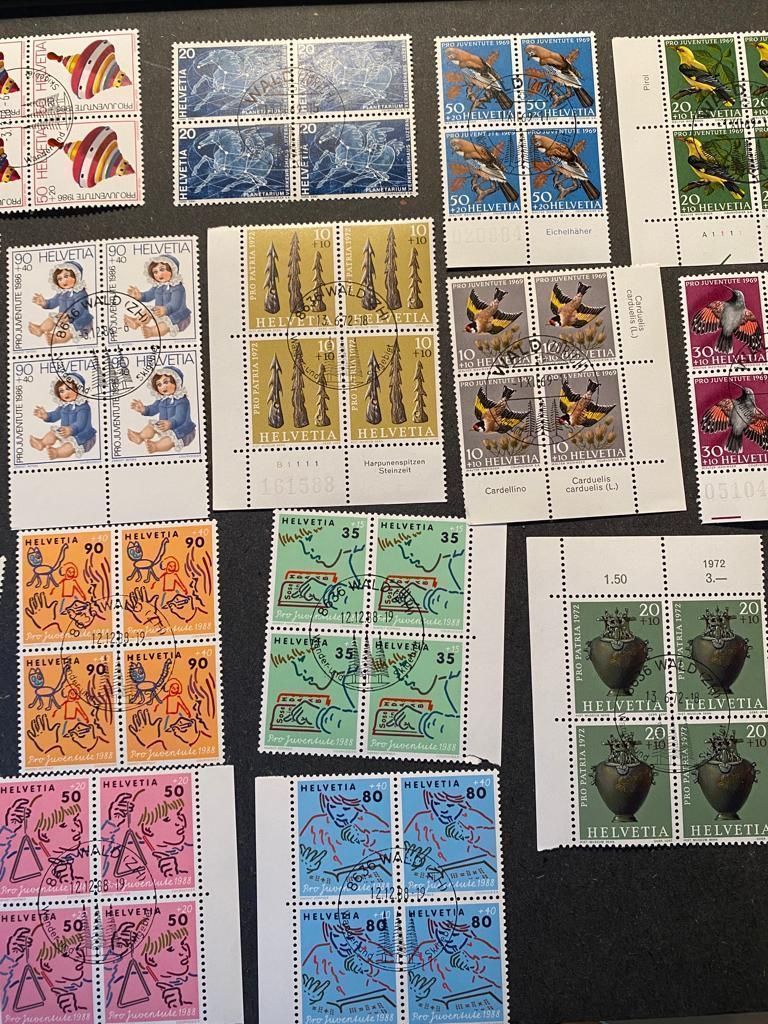 Alle Briefmarken: Los 40 4-er Blöcke Werbemarken Pro Juven – Neu (gemäss Beschreibung) aus Niederweningen von rimicanardo 1