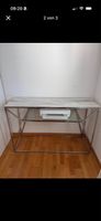 Konsolentisch Marmoroptik mit Glasablage Metallgestell