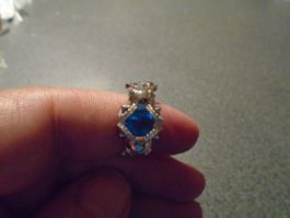Ring Size 7, silberfarbig, Dreieck, hellblauer Stein