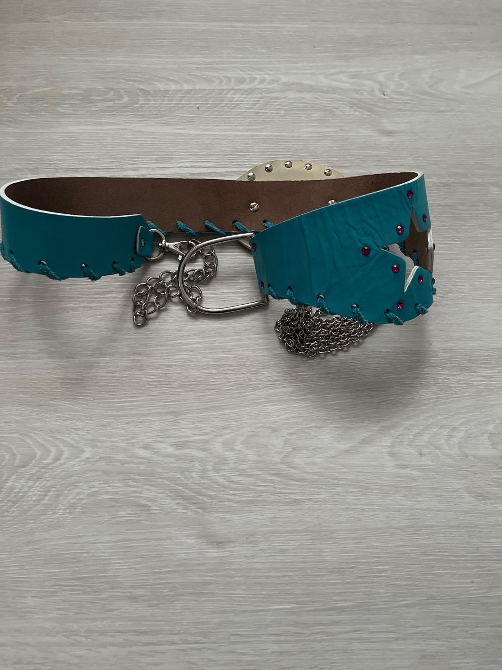 Gürtel: Ledergürtel mit Swarovski Steinen Gr. S/M – Gebraucht aus Derendingen von CaMiPa5 3