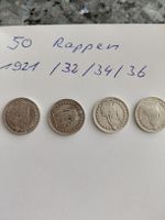 50 Rappen 1921 1932 1934 1936, 4 Stck