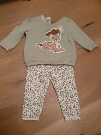 NEU Bambi Disney Set Gefütterte Hose&Pullover grün Grösse80