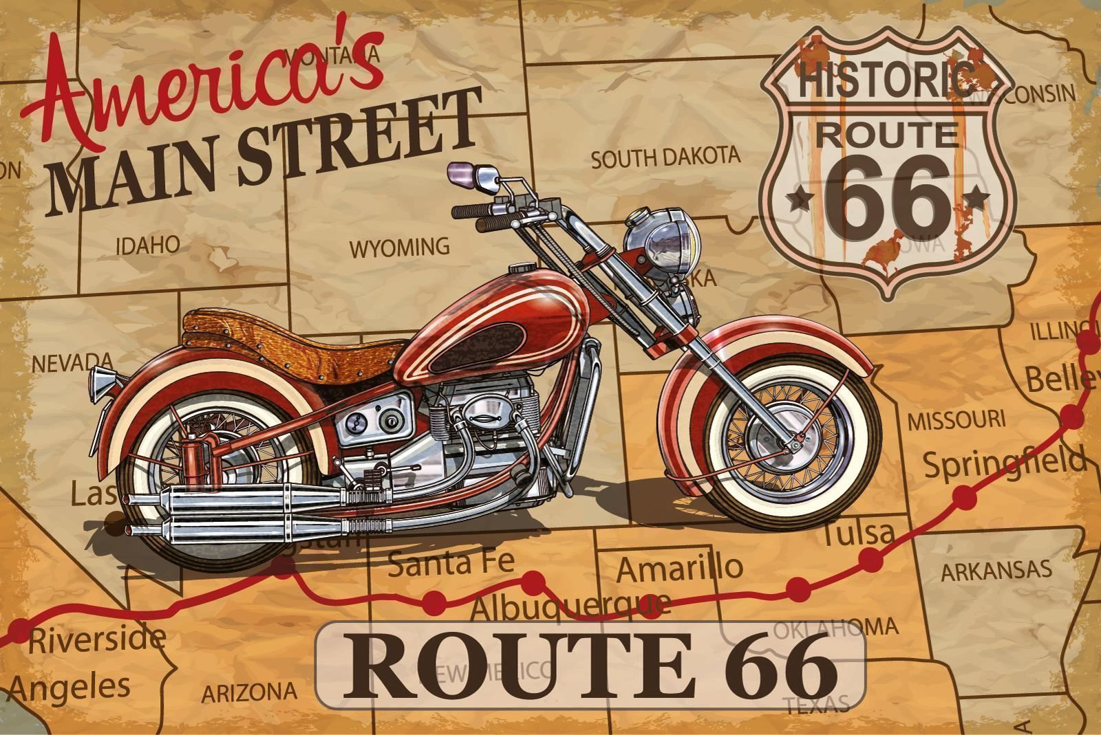 Insegne: Blechschild-ROUTE 66 AMERICA`S MAIN STRE – Nuovo e nell'imballaggio originale da Rupperswil venduto da big-one-sale