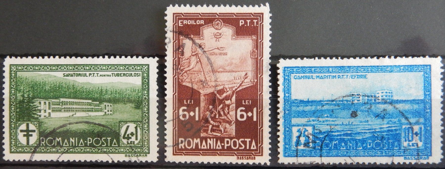 Tutti i francobolli: Rumänien Kat. 446-448 gest. 1932 – Usato da Zürich venduto da Muehlekauf