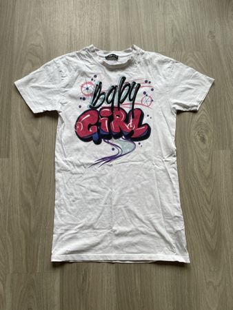 Weiss T-Shirt "Baby Girl" Graffiti Print Gr. XS Sommer Top