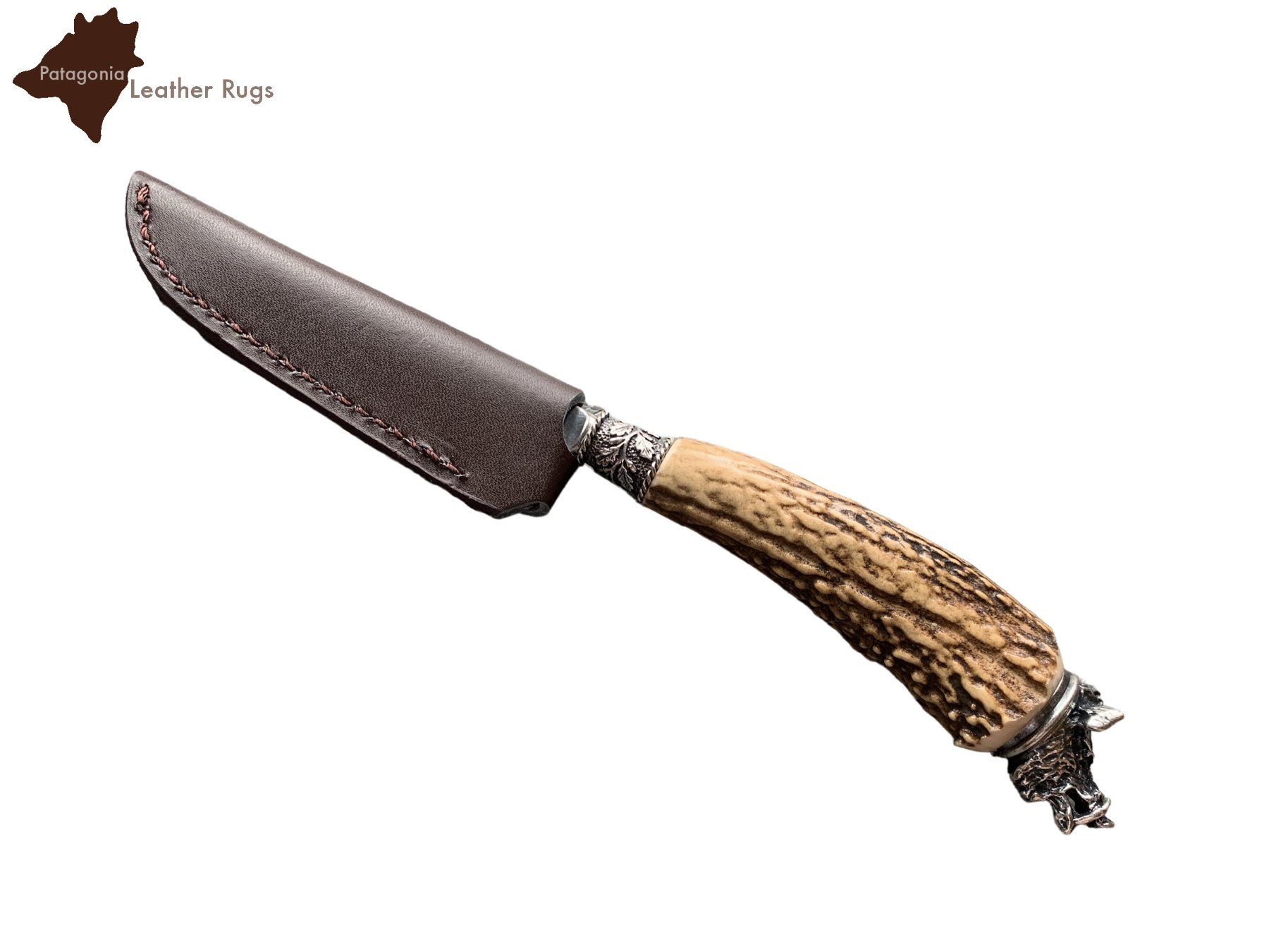 Zubehör: Messer mit Griff aus echtem Hirschhorn und Lederscheide – Neu und originalverpackt aus Arbedo von patagonialeatherrugs 2