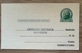 UNITED STATES OF AMERICA POSTAL CARD