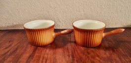 2er Set Gratinschälchen Retro-Optik, warmes Braun.