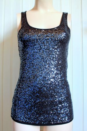 elegantes Pailletten TOP in Schwarz  36  S