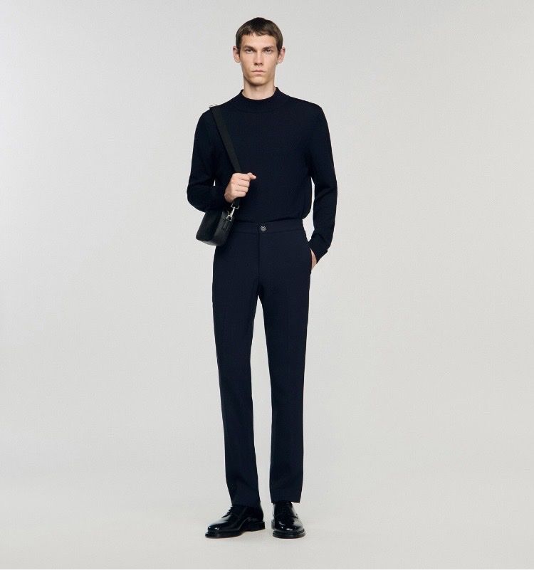 Sandro Pantaloni: SANDRO Men's Jersey Trousers Pants Dark Blue Stretch – Usato da Münchenstein venduto da B771