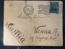 Brief 1909 von New York nach Wien