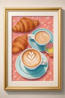 Poster affiche Impression Petit déjeuner Vintage rétro déco