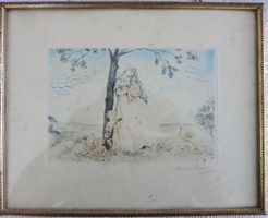 Radierung Frau mit Kind, Bild, Zeichnung