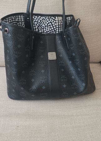 MCM Shopper Tasche +  Clutch  Print Silberbeschlag
