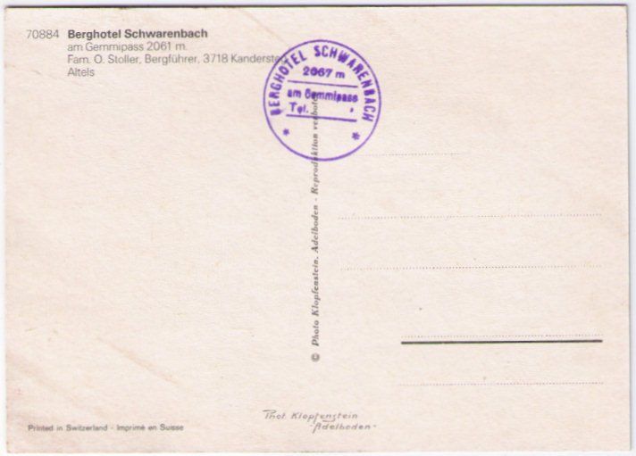 Cartoline postali: Kandersteg - Berghotel Schwarenbach – Usato da Binningen venduto da Mountainrider 1
