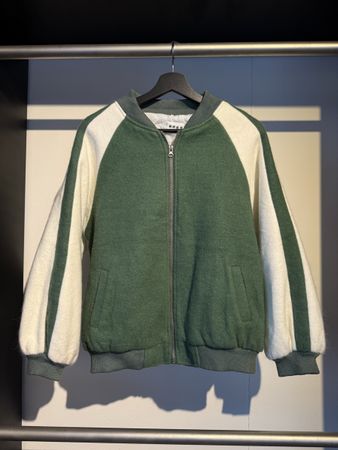 Stylish Green Wool Bomber Jacket