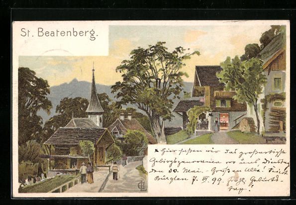 Ansichtskarten: Litho St. Beatenberg, Ortsansicht mit Ki – Gebraucht aus Berlin von bartko-reher