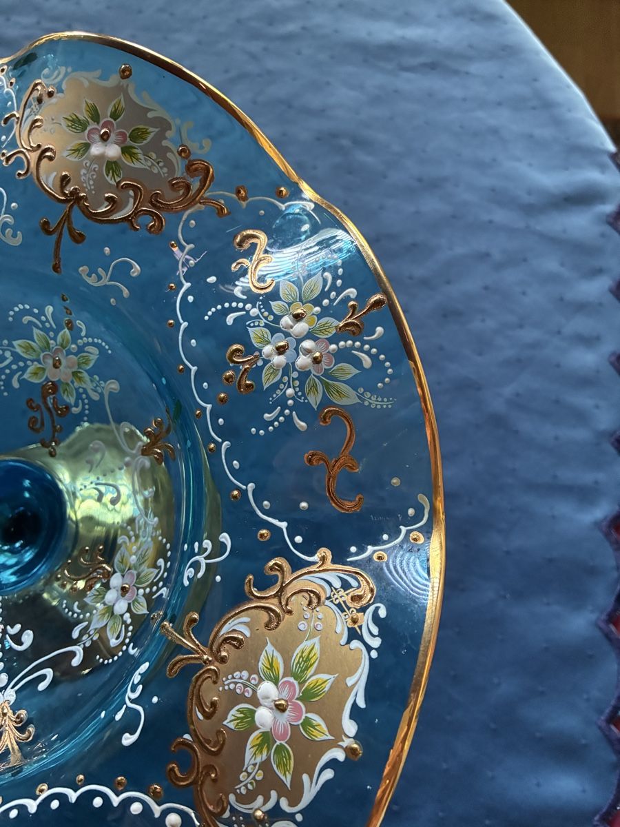 Murano Verres: Murano - Grosse Fussschale blau – D'occasion à Dornach par Rosengarten 5